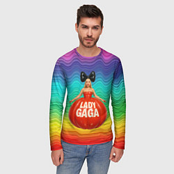 Лонгслив мужской Леди Гага в круглом надувном платье, цвет: 3D-принт — фото 2