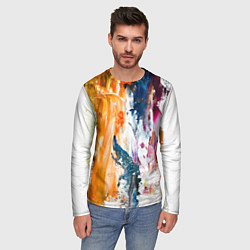 Лонгслив мужской Разноцветные мазки кисти на палитре художника, цвет: 3D-принт — фото 2