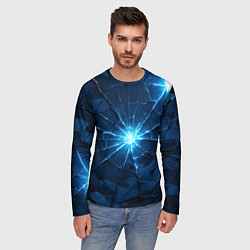 Лонгслив мужской Синий камуфляж со вспышками, цвет: 3D-принт — фото 2