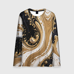 Лонгслив мужской Черный агат и жидкое золото, цвет: 3D-принт