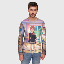 Лонгслив мужской Дандадан Сиратори Айра смущается, цвет: 3D-принт — фото 2