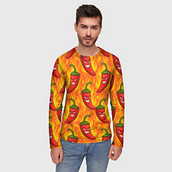 Лонгслив мужской Огненный перец паттерн, цвет: 3D-принт — фото 2