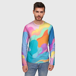 Лонгслив мужской Разноцветные красивые облака, цвет: 3D-принт — фото 2