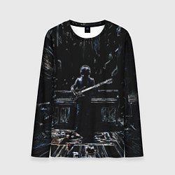 Лонгслив мужской Линейный силуэт музыканта, цвет: 3D-принт