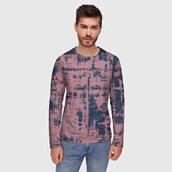 Лонгслив мужской Текстура с потертостями сине-розовая, цвет: 3D-принт — фото 2