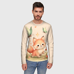 Лонгслив мужской Лиса и мотыльки, цвет: 3D-принт — фото 2