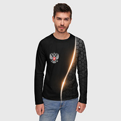Лонгслив мужской Герб России и неоновая линия, цвет: 3D-принт — фото 2
