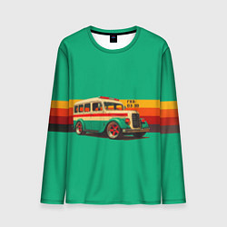 Лонгслив мужской Ретро автобус ГАЗ-03-30 поп-арт, цвет: 3D-принт
