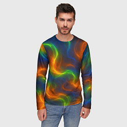 Лонгслив мужской Разноцветное пламя и дым, цвет: 3D-принт — фото 2