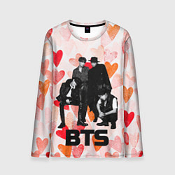 Лонгслив мужской BTS на фоне сердечек, цвет: 3D-принт