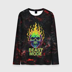 Лонгслив мужской Beast mode череп, цвет: 3D-принт