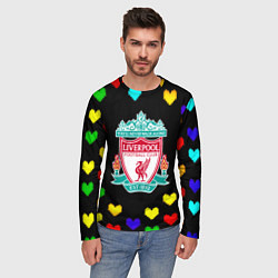 Лонгслив мужской Ливерпуль пиксельные сердца, цвет: 3D-принт — фото 2
