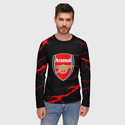 Лонгслив мужской Arsenal красные молнии, цвет: 3D-принт — фото 2