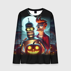 Лонгслив мужской Бендер с Фраем в ночь на Хэллоуин, цвет: 3D-принт