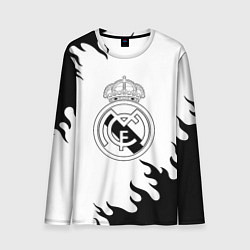 Мужской лонгслив Реал Мадрид черный огонь