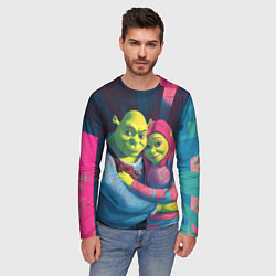 Лонгслив мужской Шрек и Фиона в обнимку, цвет: 3D-принт — фото 2