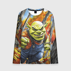 Лонгслив мужской Шрек в осеннем лесу, цвет: 3D-принт