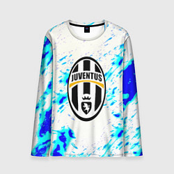 Лонгслив мужской Ювентус голубые краски, цвет: 3D-принт