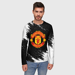 Лонгслив мужской Манчестер Юнайтед белые краски, цвет: 3D-принт — фото 2