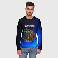 Лонгслив мужской Doctor Hoo сова у телефонной будки, цвет: 3D-принт — фото 2