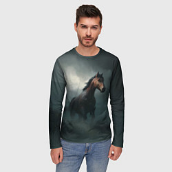 Лонгслив мужской Конь в тумане, цвет: 3D-принт — фото 2