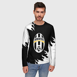 Лонгслив мужской Juventus белый огонь текстура, цвет: 3D-принт — фото 2