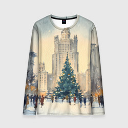 Лонгслив мужской Москва новогодняя елка, цвет: 3D-принт