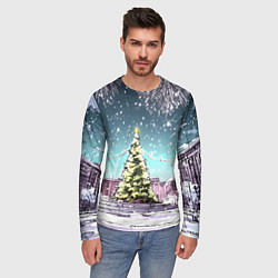Лонгслив мужской Москва - новогодний салют, цвет: 3D-принт — фото 2