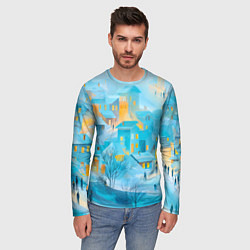 Лонгслив мужской Новогодние Московские домики, цвет: 3D-принт — фото 2