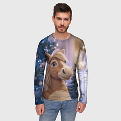 Лонгслив мужской Плюшевая новогодняя лошадь, цвет: 3D-принт — фото 2