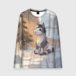 Мужской лонгслив Лошадка у елки