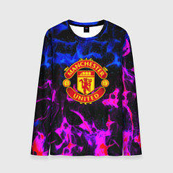 Лонгслив мужской Манчестер Юнайтед огонь неон, цвет: 3D-принт