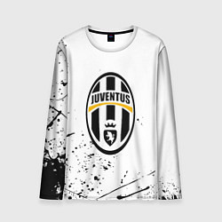 Мужской лонгслив Ювентус черные краски всплеск