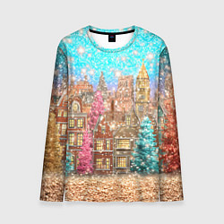 Мужской лонгслив Новогодний город в блестках