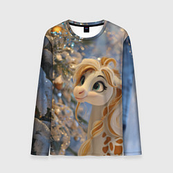 Лонгслив мужской Новогодняя лошадка в крапинку, цвет: 3D-принт