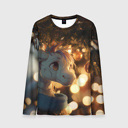 Мужской лонгслив Лошадка под новогодней елкой