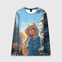 Лонгслив мужской Лошадка на новогодней площади, цвет: 3D-принт