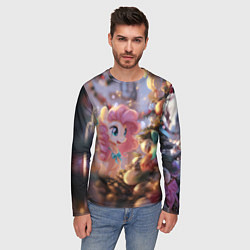 Лонгслив мужской Милая новогодняя лошадка с крыльями, цвет: 3D-принт — фото 2