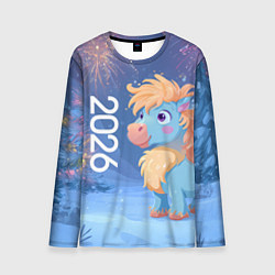 Лонгслив мужской Милая лошадка 2026, цвет: 3D-принт