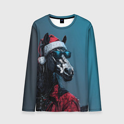 Мужской лонгслив Лошадь в новогоднем стиле