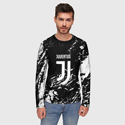 Лонгслив мужской Juventus белые штрихи красок, цвет: 3D-принт — фото 2