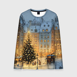 Лонгслив мужской Новый год в старом уютном городе, цвет: 3D-принт