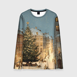 Лонгслив мужской Елка во дворе города, цвет: 3D-принт
