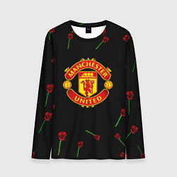 Лонгслив мужской Манчестер Юнайтед розы, цвет: 3D-принт