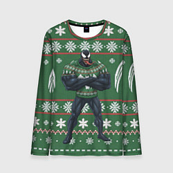Лонгслив мужской Веном в вязаном свитере - новый год, цвет: 3D-принт