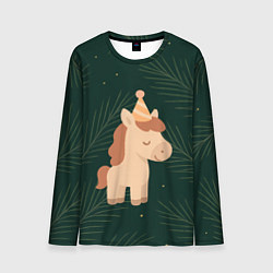 Мужской лонгслив Милая лошадка с колпаком