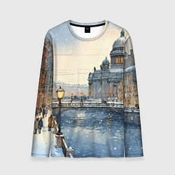 Лонгслив мужской Санкт-Петербург снежный день, цвет: 3D-принт