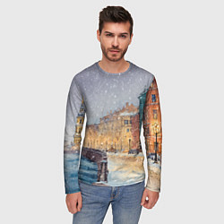 Лонгслив мужской Санкт-Петербург - снегопад, цвет: 3D-принт — фото 2