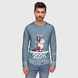 Лонгслив мужской 2026 Новогодняя карикатурная лошадка, цвет: 3D-принт — фото 2