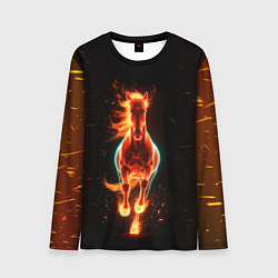 Мужской лонгслив Огненная лошадь из темноты